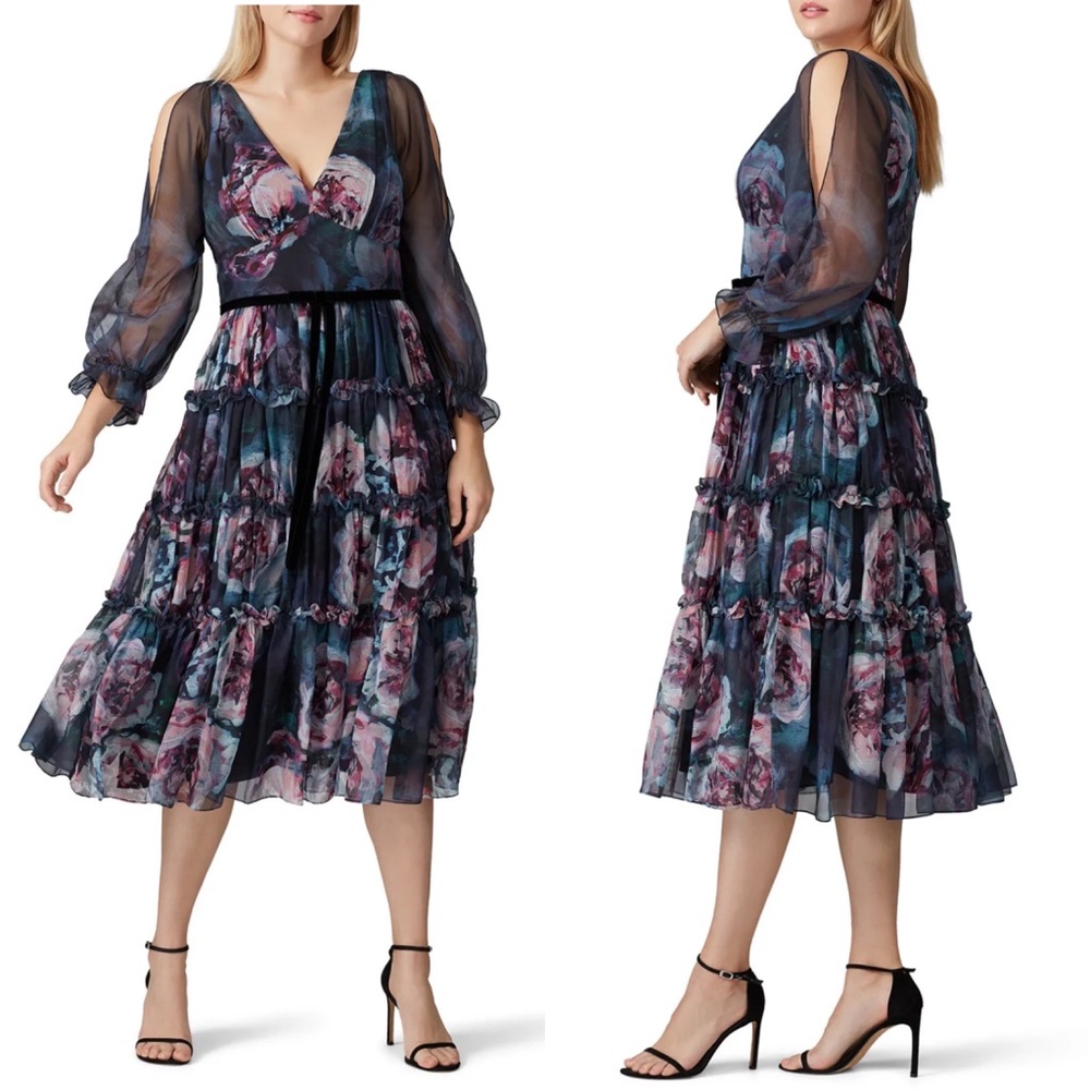 Floral Chiffon Midi Dress